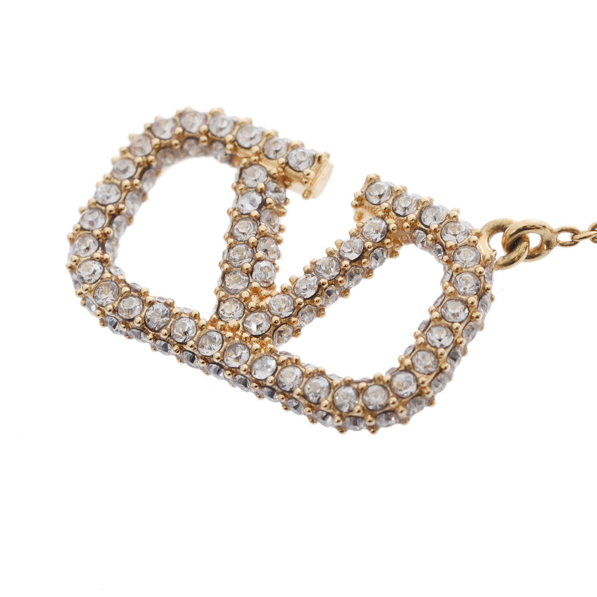 ヴァレンチノチェーンピアス ラインストーン ゴールド金具 レディース