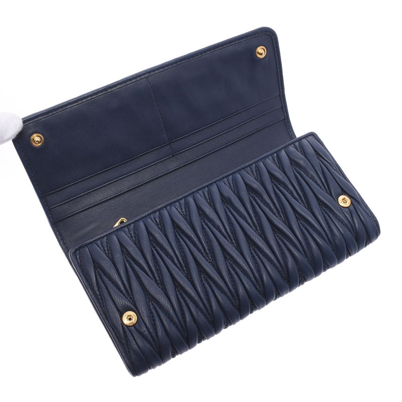 ミュウミュウマテラッセ ネイビー ゴールド金具 レディース 長財布