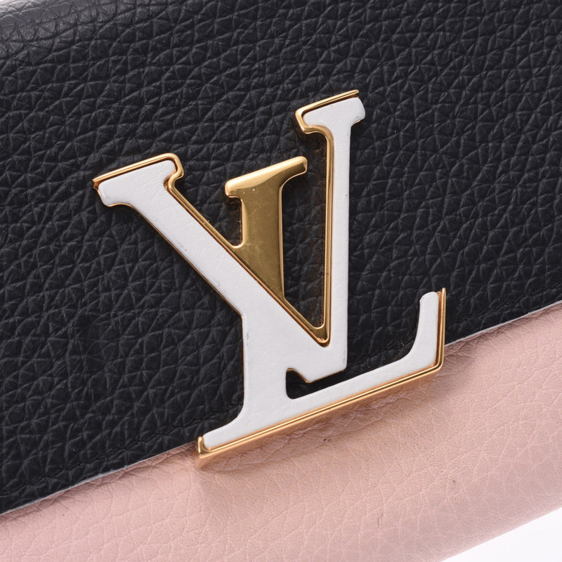 ルイヴィトンポルトフォイユ カプシーヌ 黒/ピンク/白 レディース 長