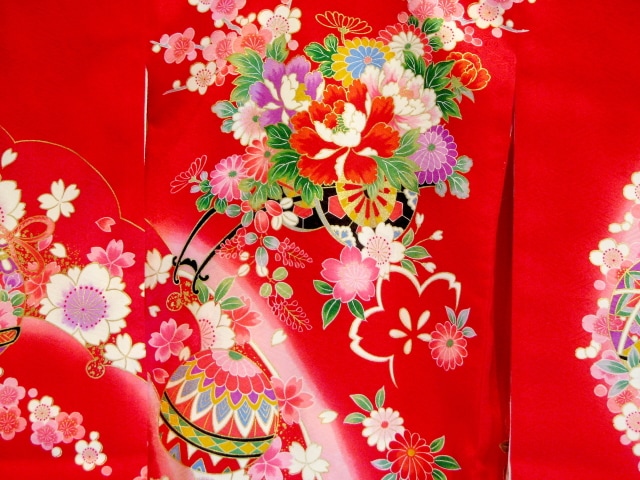 お宮参り着物正絹（初着・産着）女児G3-13 花車に手毬・鈴 5大特典