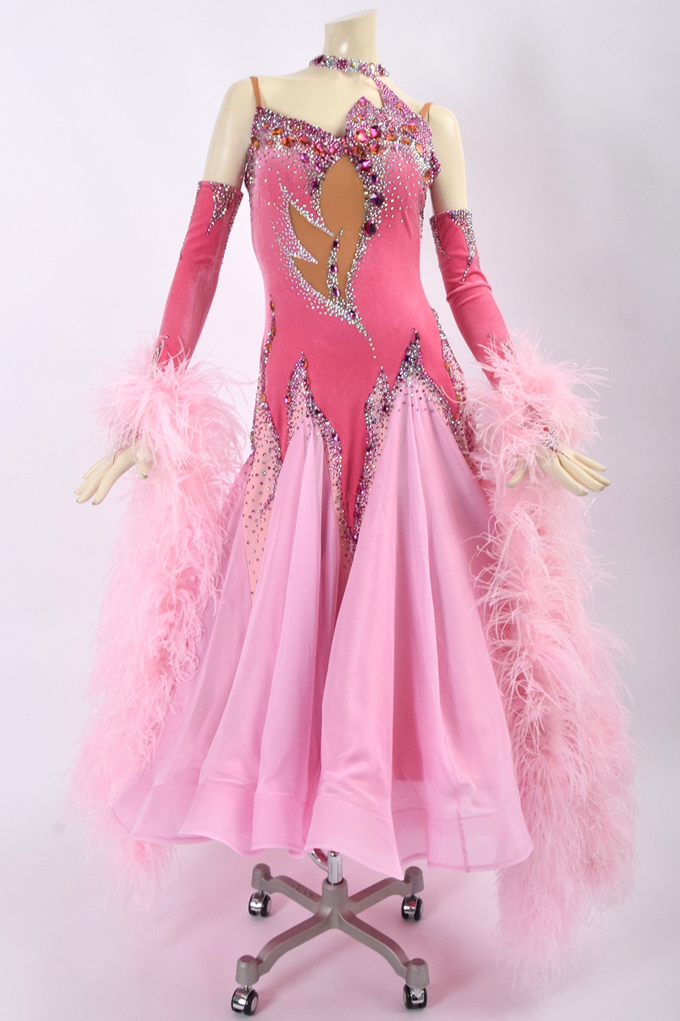 ダンスドレスピンク フラワー刺繍 prima boutique 【表示サイズL