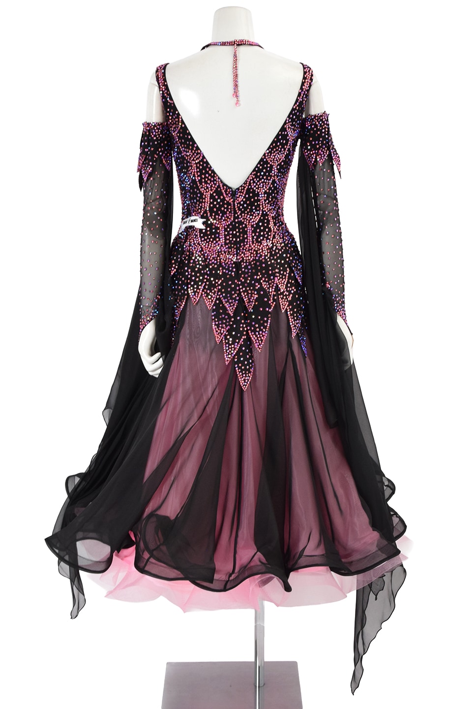 スタンダードドレス WS0607D ブラック/ローズピンク M 社交ダンス