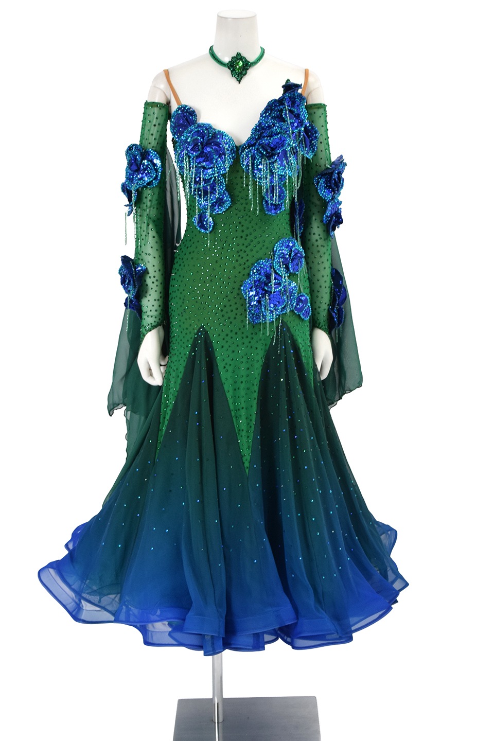 TAKA International 社交ダンスドレス 水色 ミントグリーン TAKA