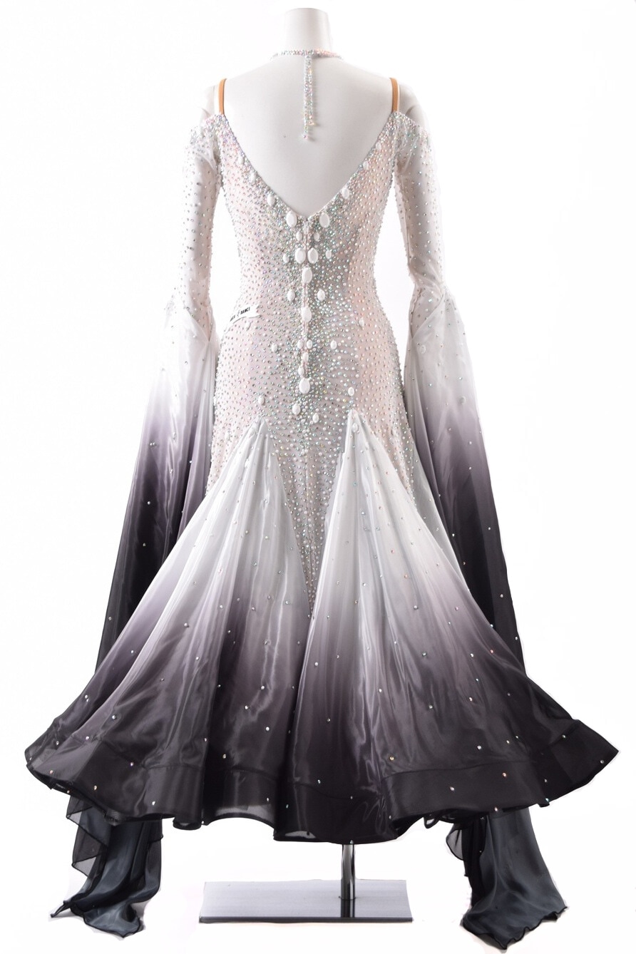 スタンダードドレス WS0715D ホワイト/ブラック S 社交ダンス モダン