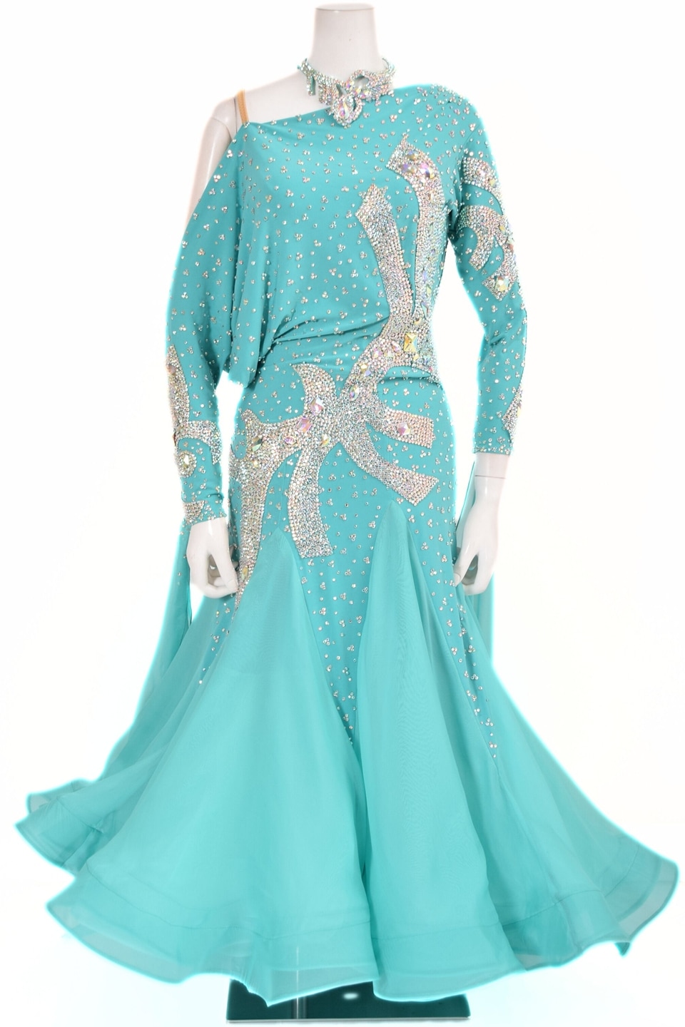 TAKA International 社交ダンスドレス 水色 ミントグリーン TAKA