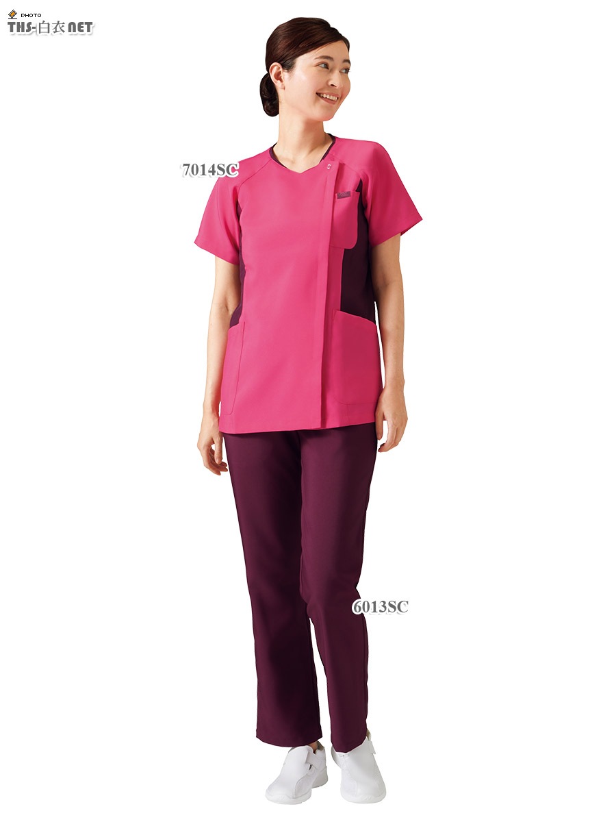 女子ジップスクラブ半袖[フォーク製品] 7014SC｜THS-白衣通販・販売