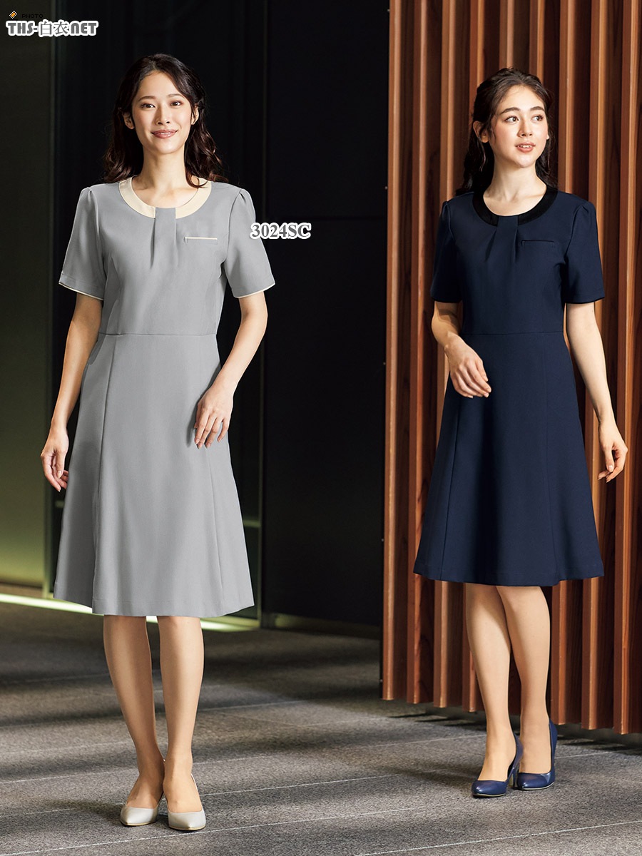 ワンピース半袖[フォーク製品] 3024SC｜THS-白衣通販・販売