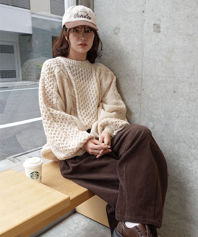 ボリュームスリーブケーブルニット | TOPS,ニット | LOWY BY CORNERS