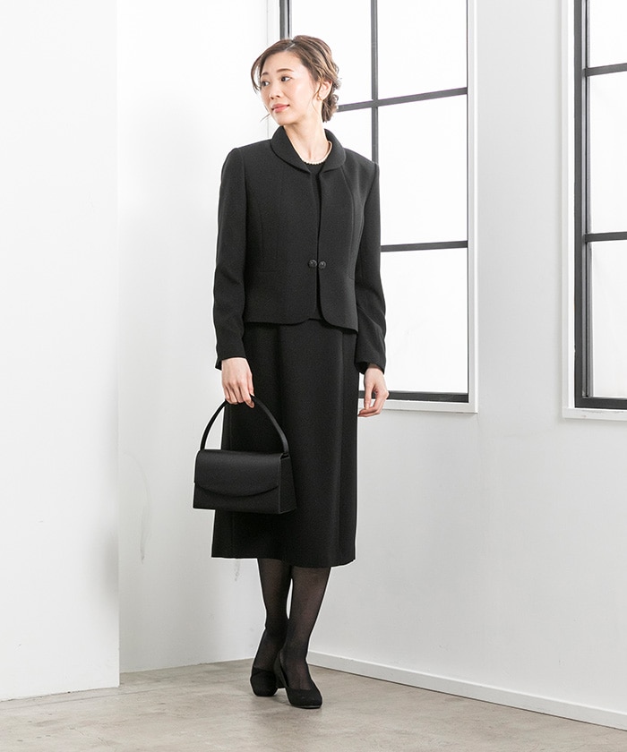 商品番号1003312]ショールカラージャケット×前開きワンピース |CARETTE