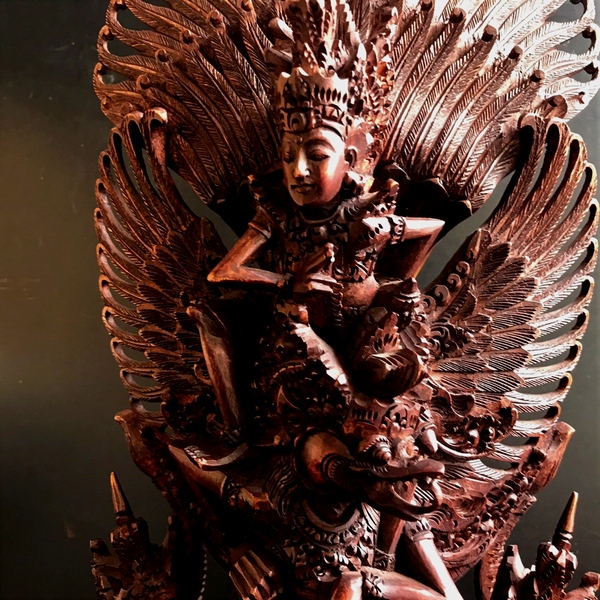 ガルーダ＆ヴィシュヌ神【H40cm】／ヒンドゥー教神話の神様像／が