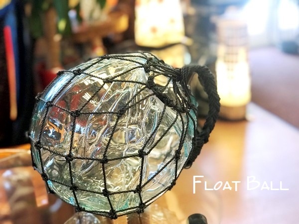 ガラスの浮き玉／バリ島のガラスの浮き玉 【グリーン×トープ】【25cm