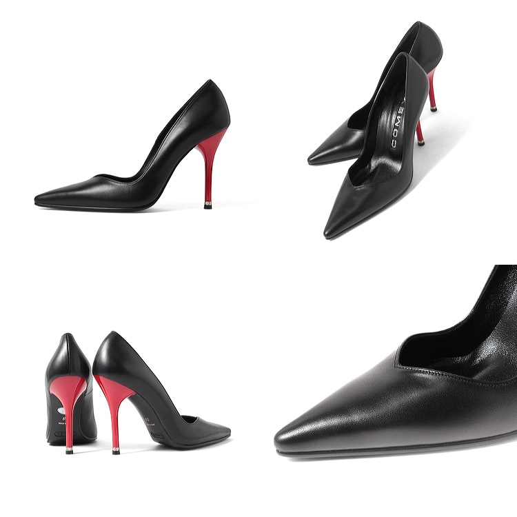 COMEX パンプス ハイヒール ポインテッドトゥ 赤ヒール コメックス