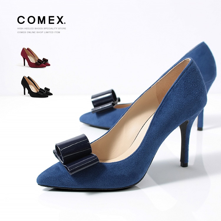 コメックス パンプス 9cmヒール リボン ハイヒール 2026新作 ポイン