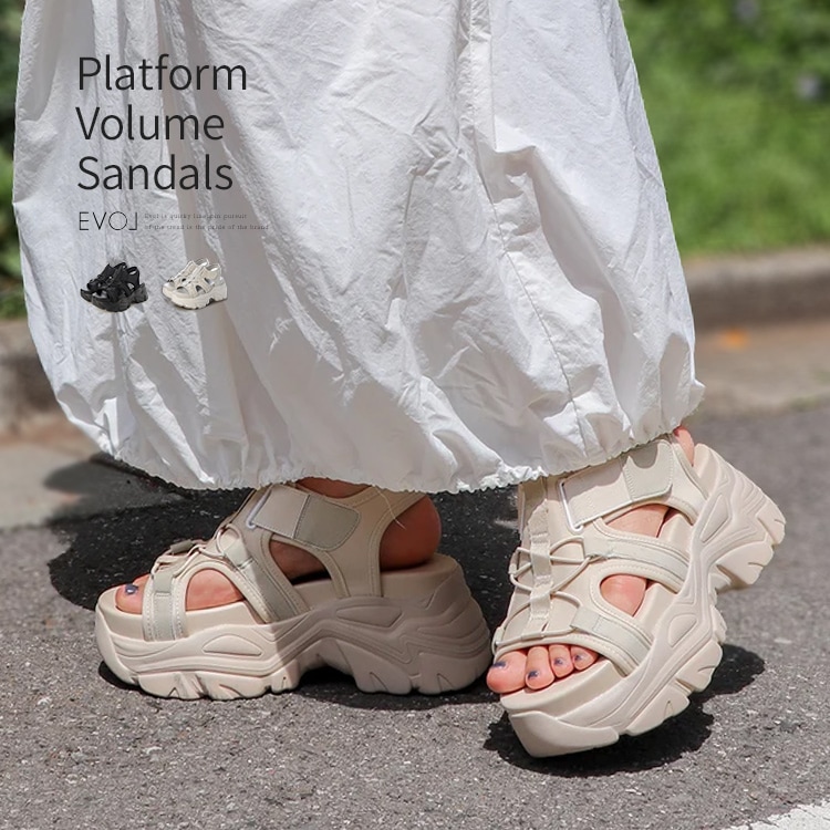 厚底 サンダル ボリュームサンダル スポサン プラットフォーム 軽量