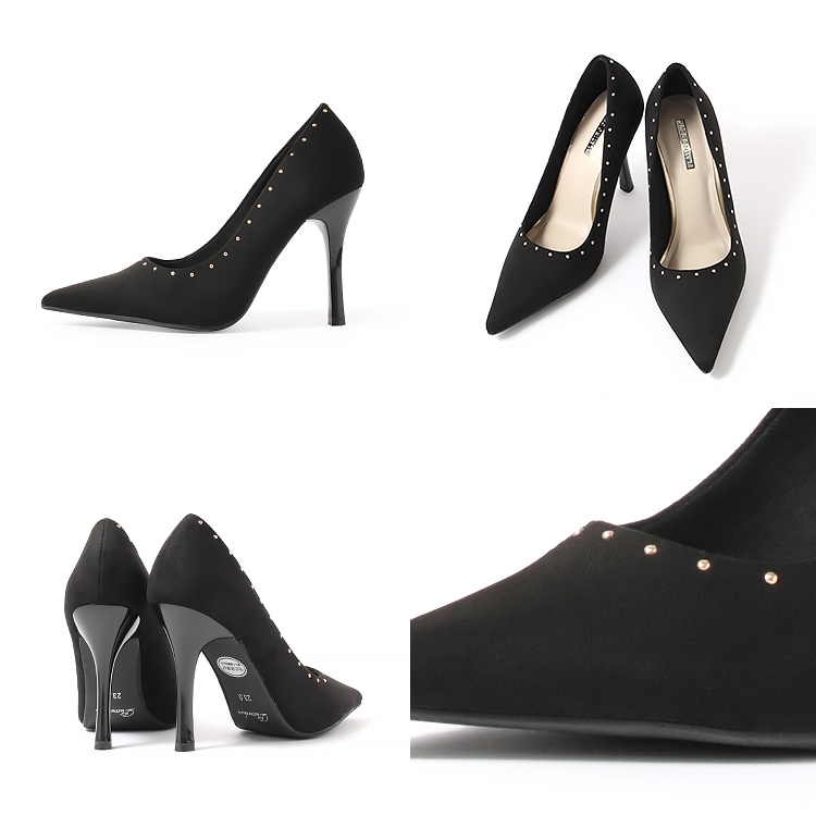 SALE】パンプス ハイヒール ポインテッドトゥ スタッズ ピンヒール