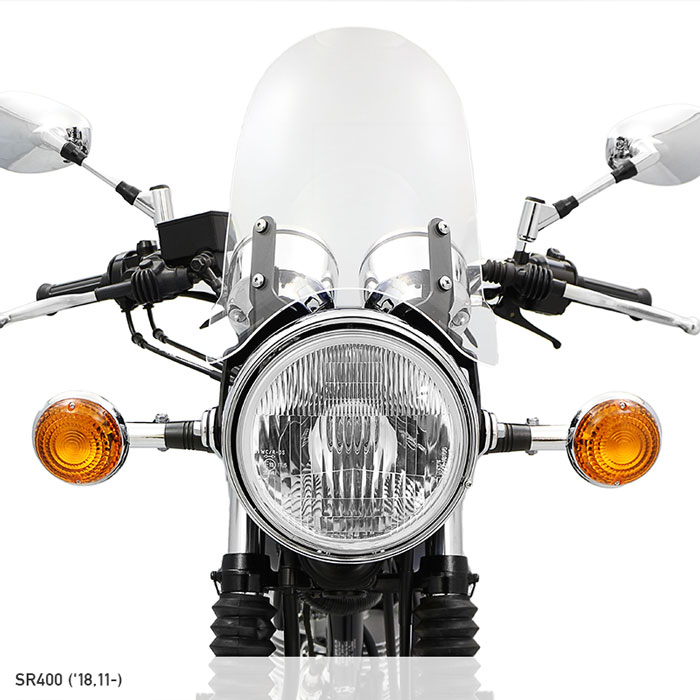 SR400 RH03J RH16J メーターバイザーロングセット(クリア)＋取り付け