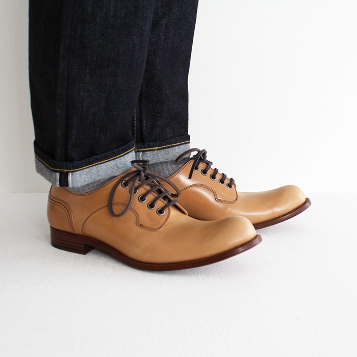 chausser ショセ ナチュラルコードバン プレーントゥレースアップ