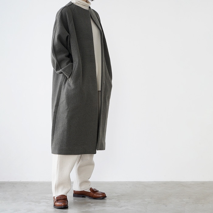 evam eva エヴァムエヴァ ロングコート press wool raglan coat プレス