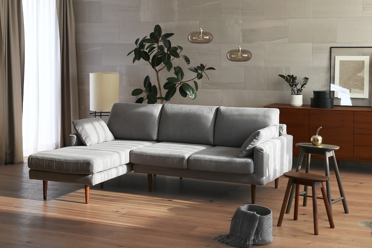 LEO SOFA カウチタイプ ライトブルー シェーズロング（左肘）＋2人掛け