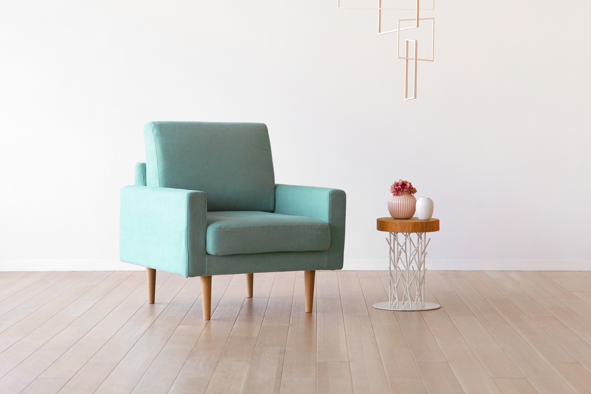 LEO SOFA 1人掛け ライトブルー オーク脚/ウォルナット脚