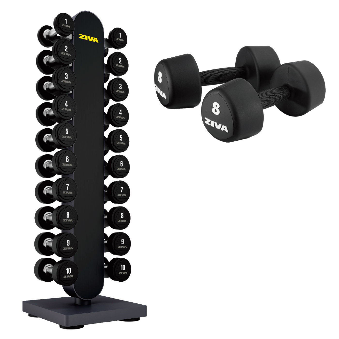 ZVO ウレタントライベル1-10kg＋EX 1-10kgダンベルラック【ダンベル＋