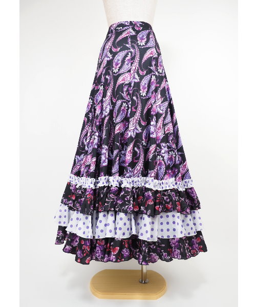 フラメンコファルダ デザインファルダ ブラック×パープル 【フラメンコ