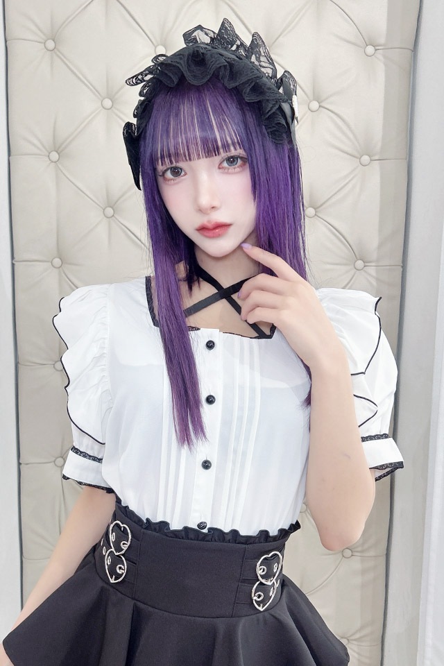 MA*RS】サテンリボン付きフリルブラウス - WHT/ブラック size-F | 地雷