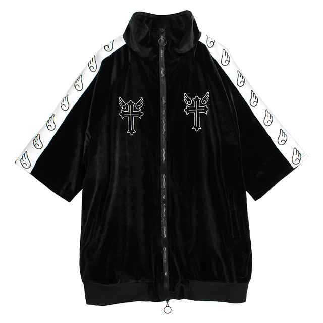 天界のベロア半袖ジャージ【BLACK】｜LISTEN FLAVOR(リッスン