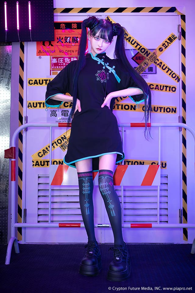 初音ミク チャイナニーハイ 【BLACK】 / 初音ミク×リッスンフレーバー