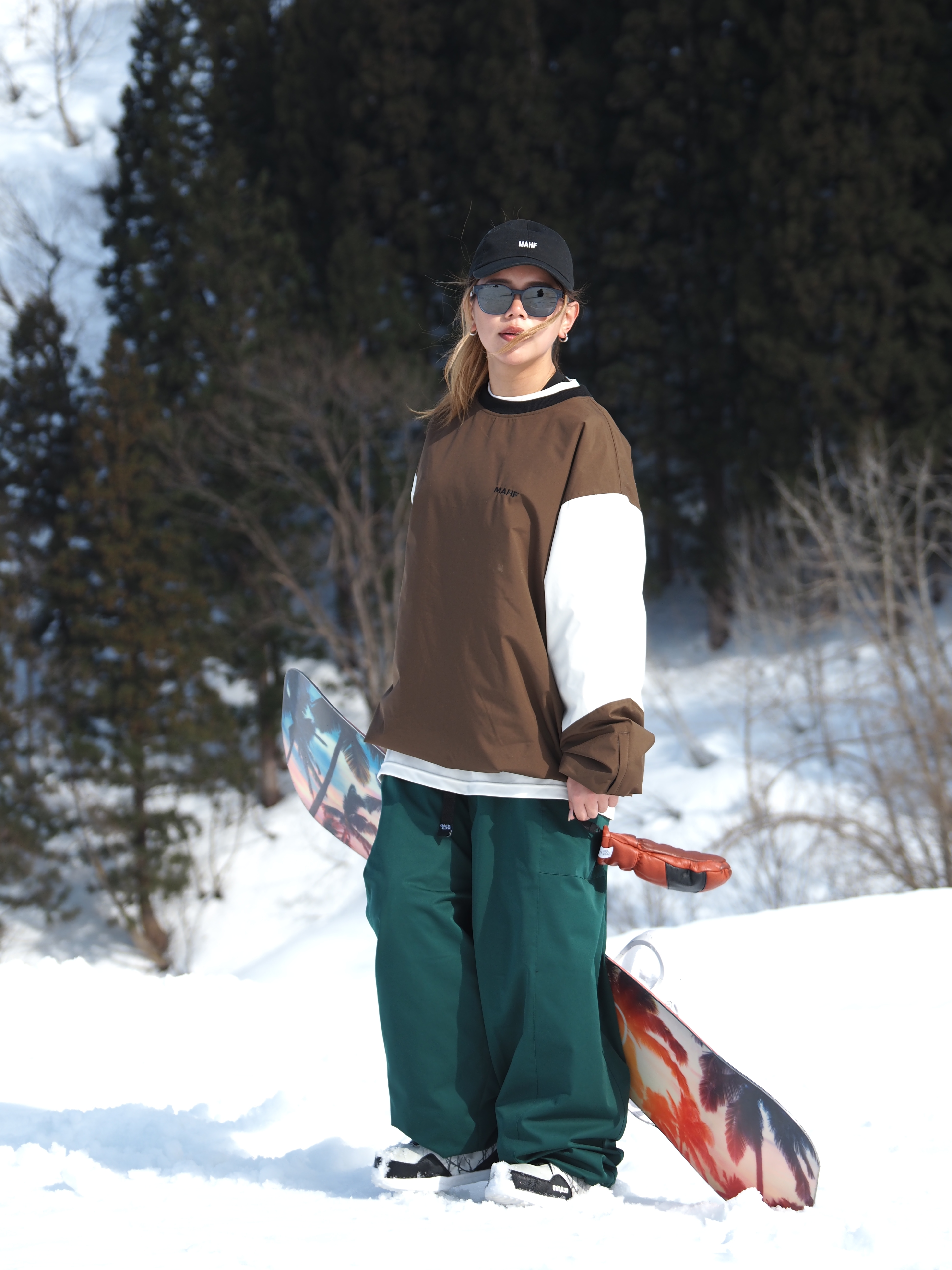 mahf サイドポケットスノーパンツ XL ダークグリーン mahf サイド