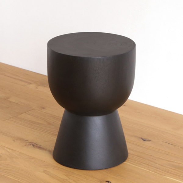 スツール おしゃれ 木製 MONA BK ブラック サイドテーブル 天然木 丸
