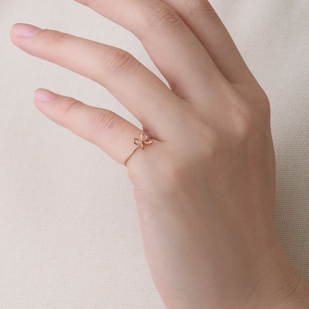 k10PG リボンモチーフ リング 12号 K18☆リボンリング