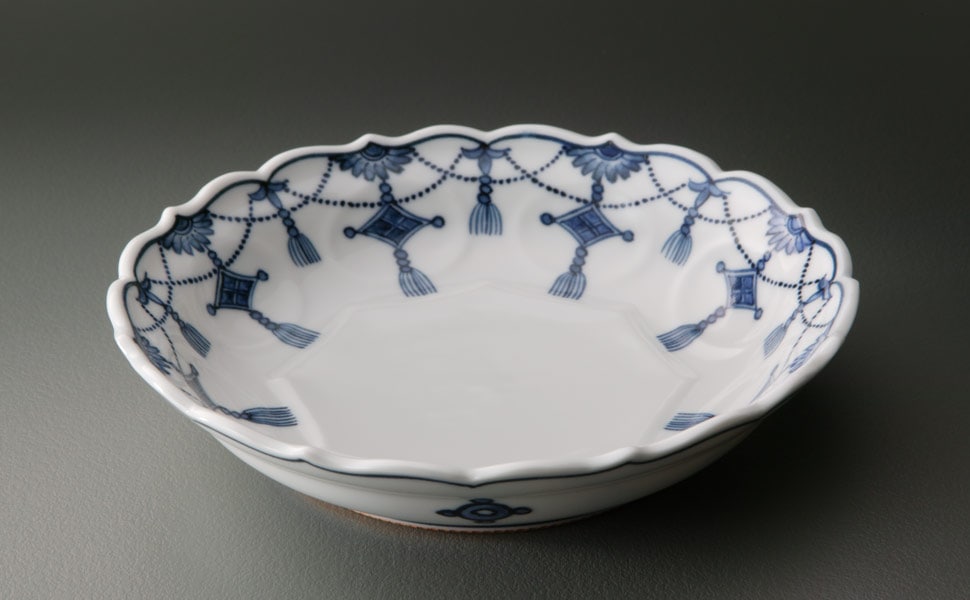 京焼清水焼 深皿・小鉢 染付ようらく文5寸深皿 □吉田瑞泉