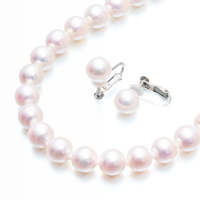 あこやオーロラロゼ本真珠8.0-8.5mmパールネックレスセット プレゼント