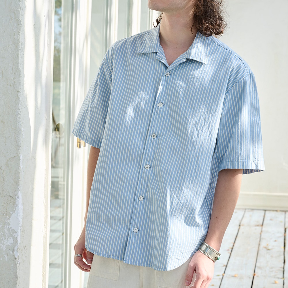 NARU(ナル) サマームラデニムストライプ シャツ「Citrus -シトラス