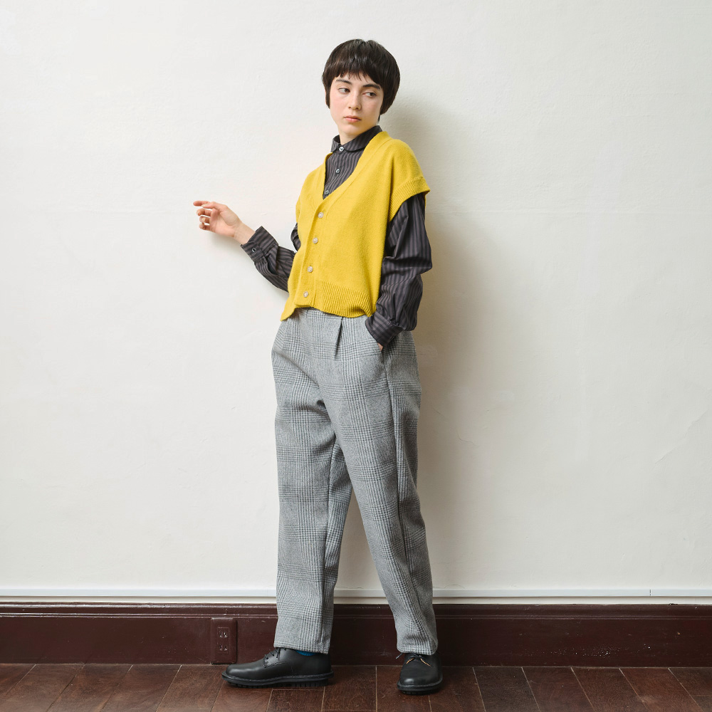 NARU(ナル) WOOLET杢グレンチェック タックパンツ 656237 | BOTTOMS