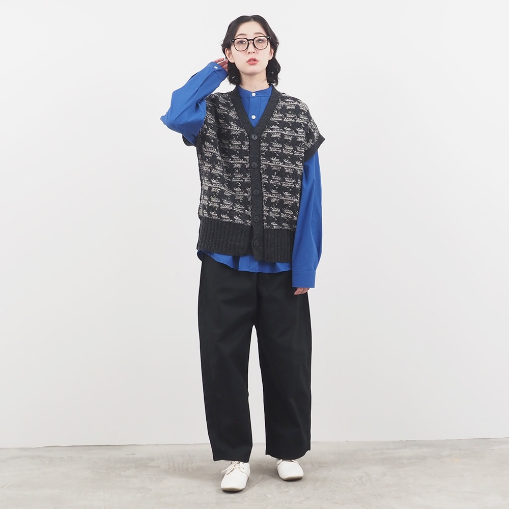 NARU(ナル) シルクネップミックス千鳥ブークレー リバーシブルニット