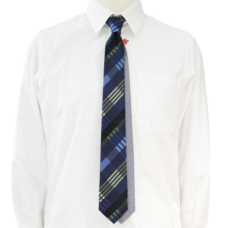 クールなところが魅力的｜リバーシブルチェック千鳥ドットタイ NAVY