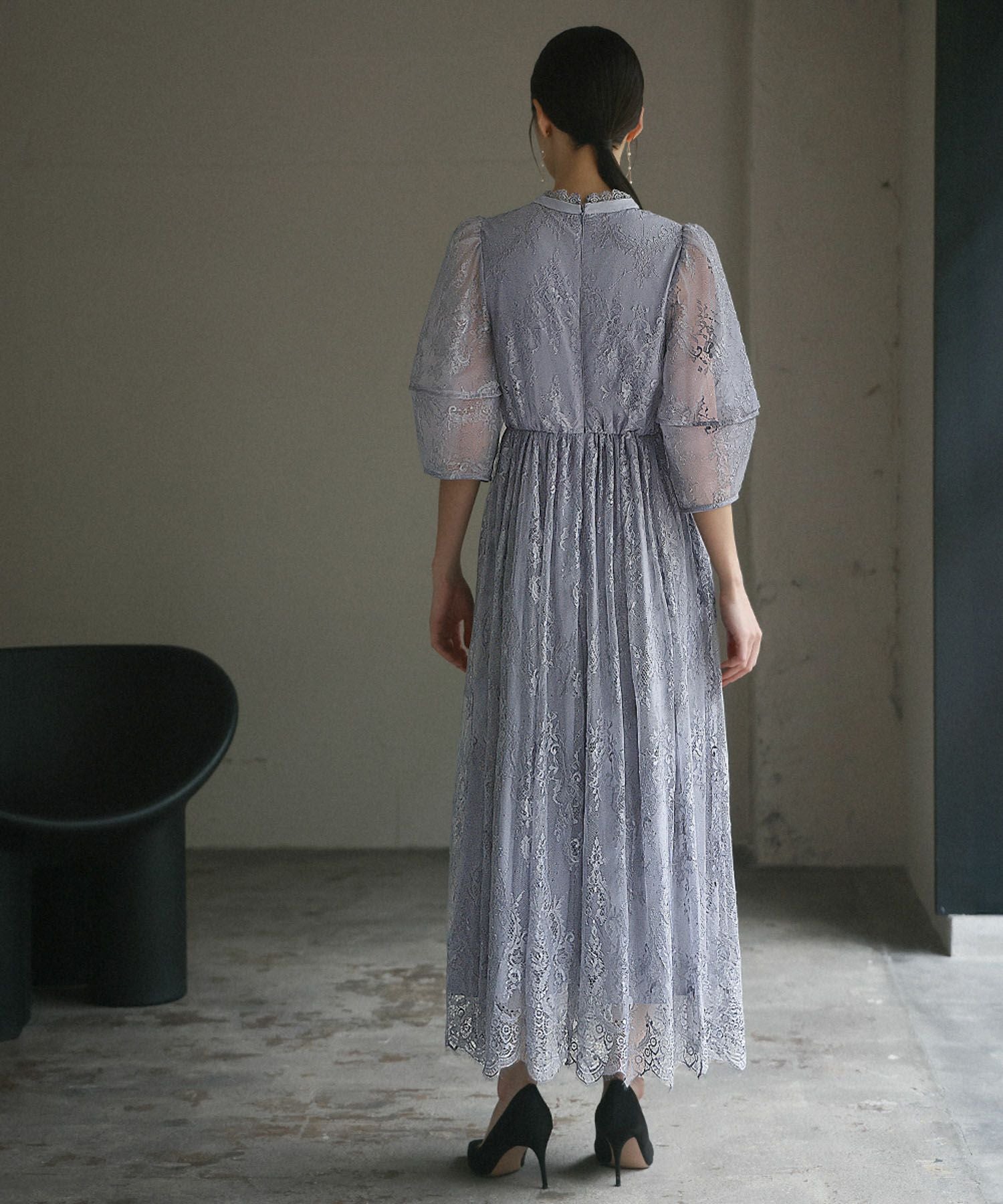 結婚式・お呼ばれ対応 | ランタンスリーブ総レースドレス - パーティー