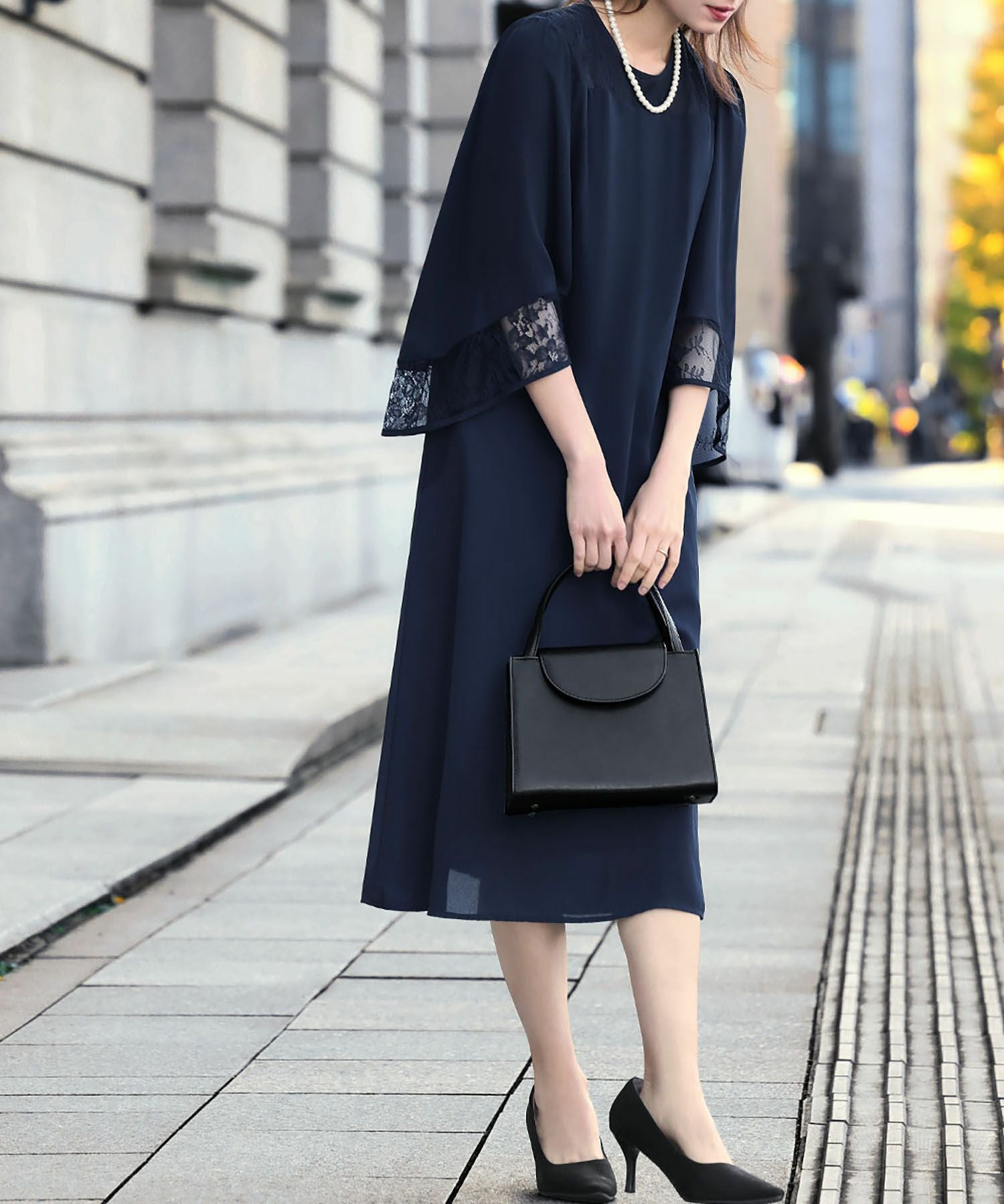 入学式・卒業式・七五三対応 | レースフレアスリーブワンピース