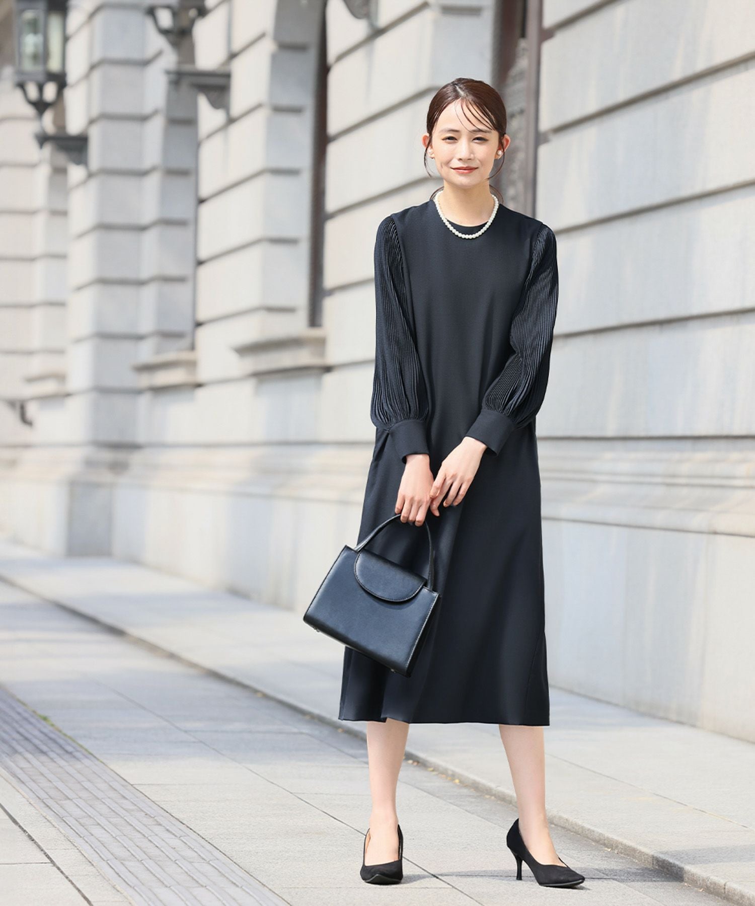 入学式・卒業式・七五三対応 | プリーツスリーブIラインワンピース