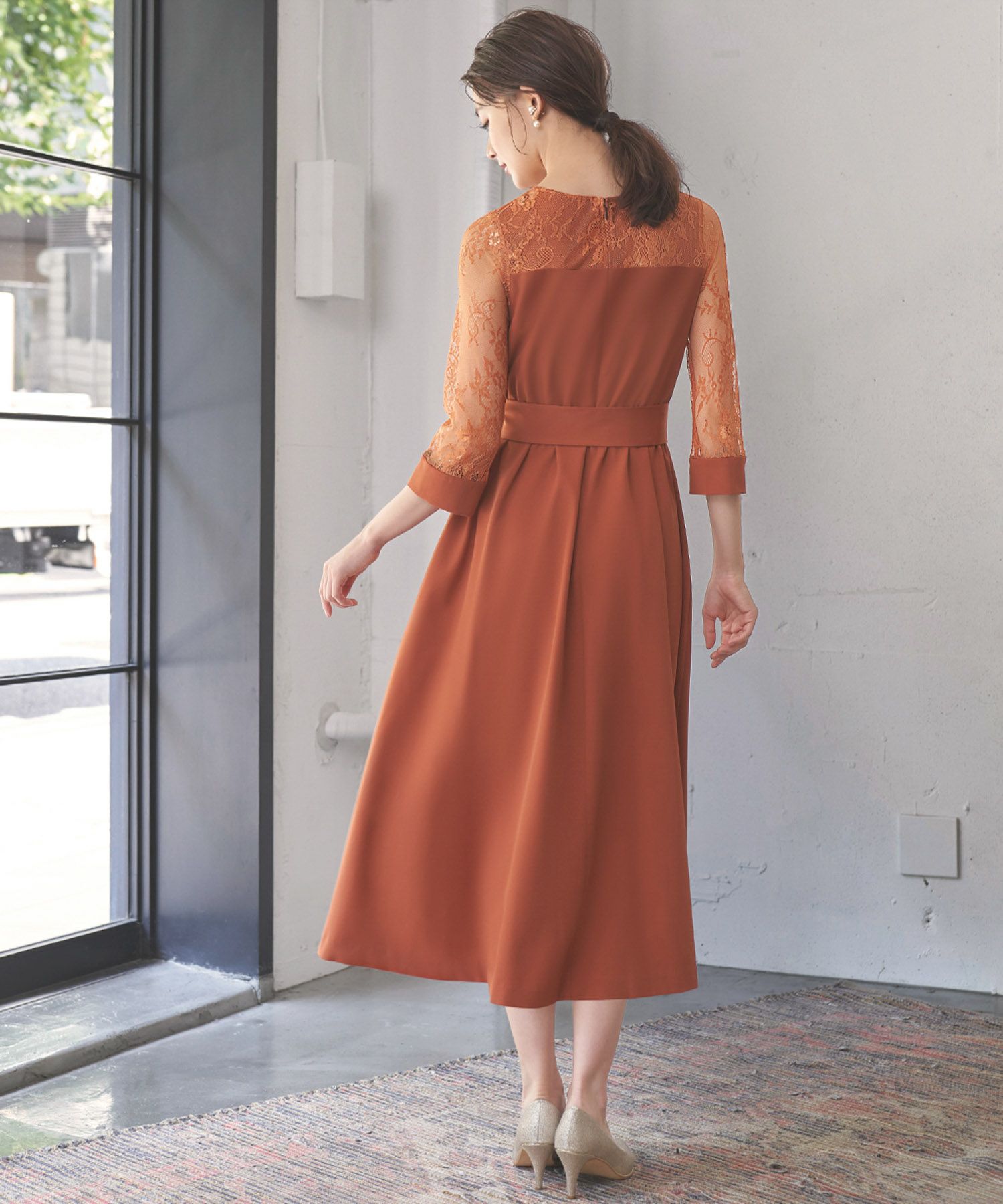 うた アメリ レーススリーブドレス ワンピース 長袖 パーティードレス