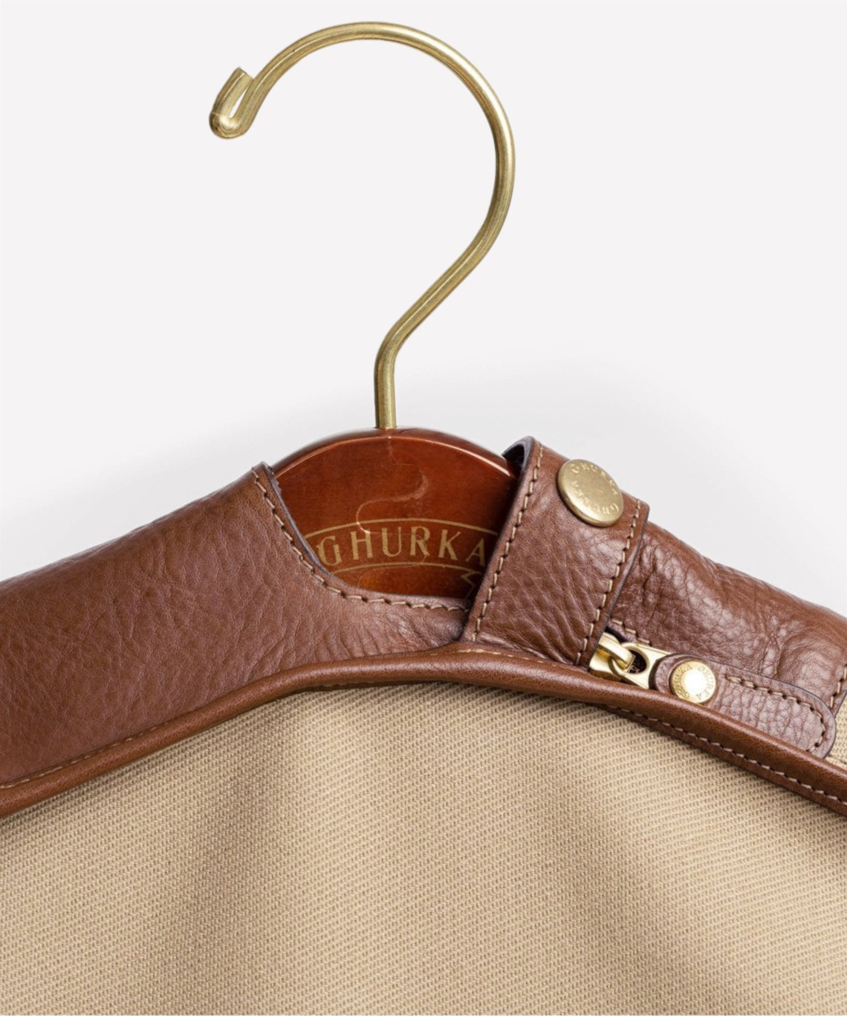 Packet No. 83 | Khaki Twill - Vintage Chestnut Garment Bag | Ghurka