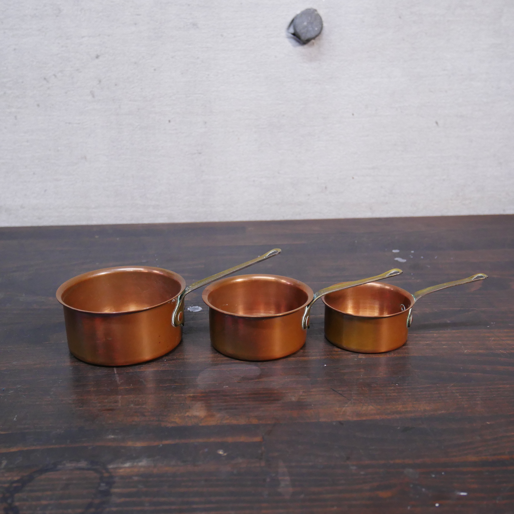 フランスヴィンテージ 銅製ミニソースパン 3個セット スタッキング可能