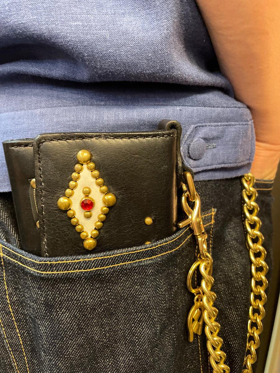 Leather Studs Long Wallet 