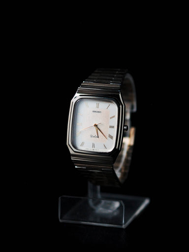 Seiko Dolce 7741-5130 Tank Tungsten Carbide Two Tone Salmon Dial