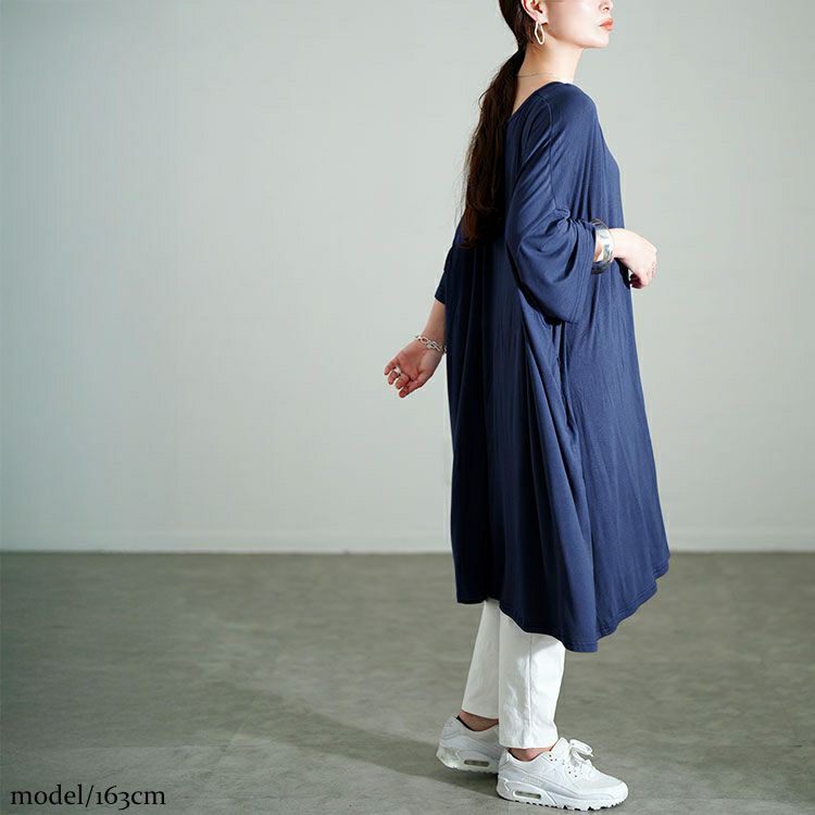 大きいサイズ レディース Vネックドルマンチュニックワンピース goldy