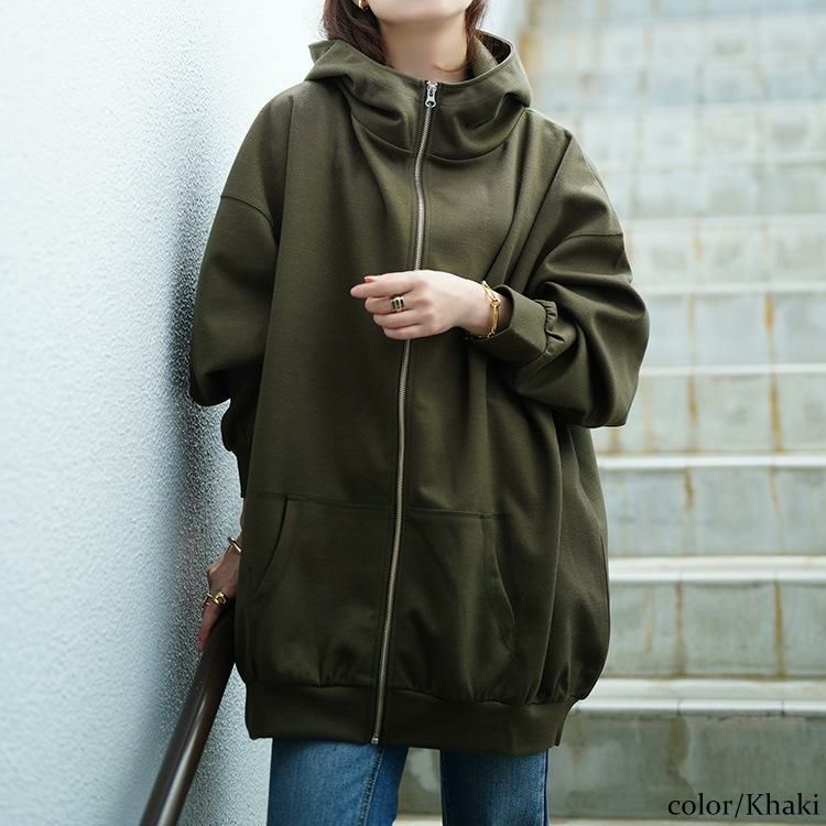 大きいサイズ レディース ビッグフードジップパーカー sw-0835