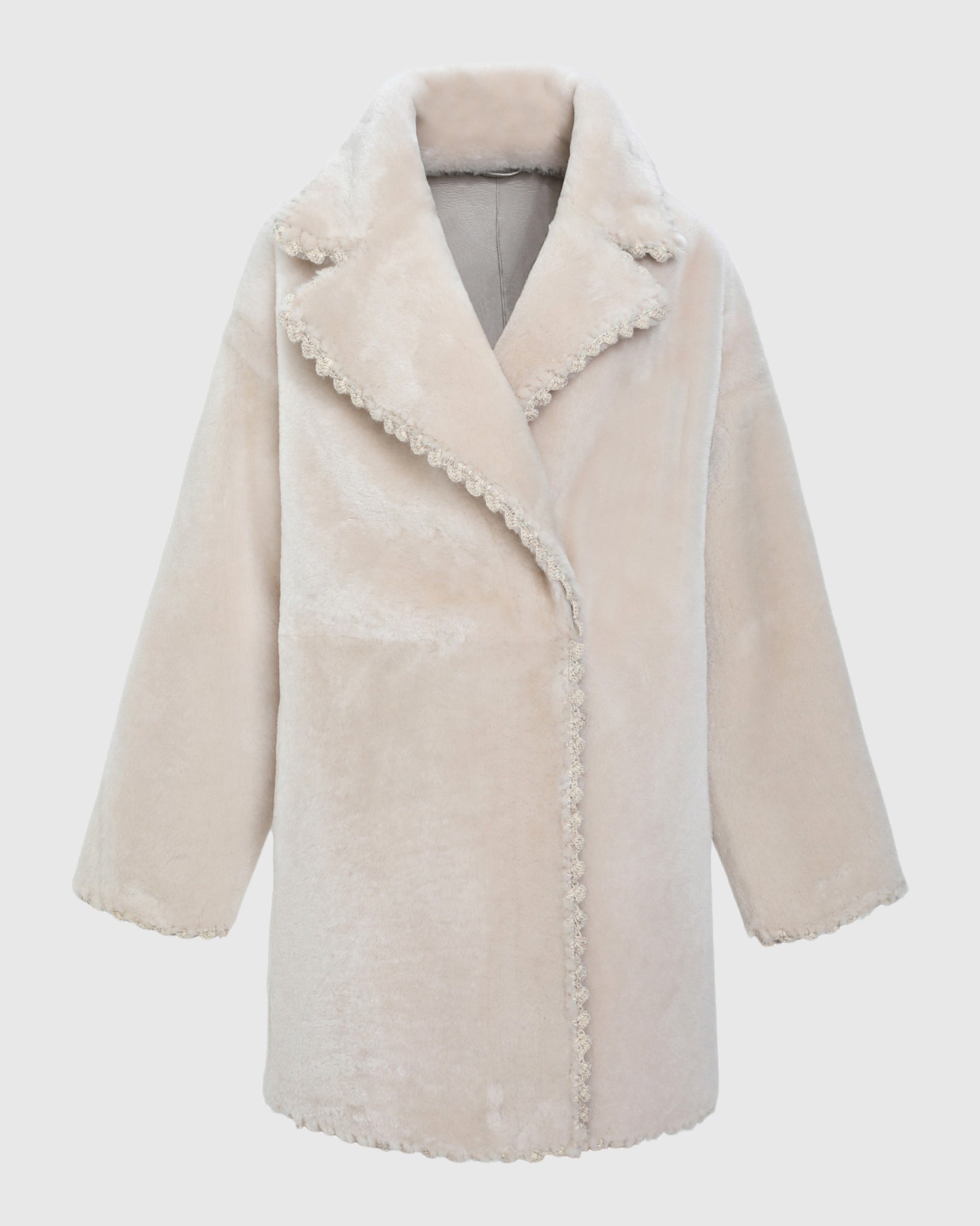 Reversible Select Shearling Lamb Jacket with Embroiderd Trim