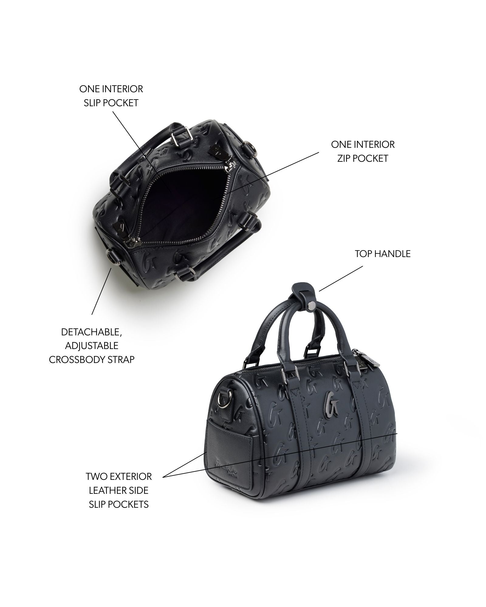 Mini Monogram Gal Boston Bag | Black | Signature G Print | Glam